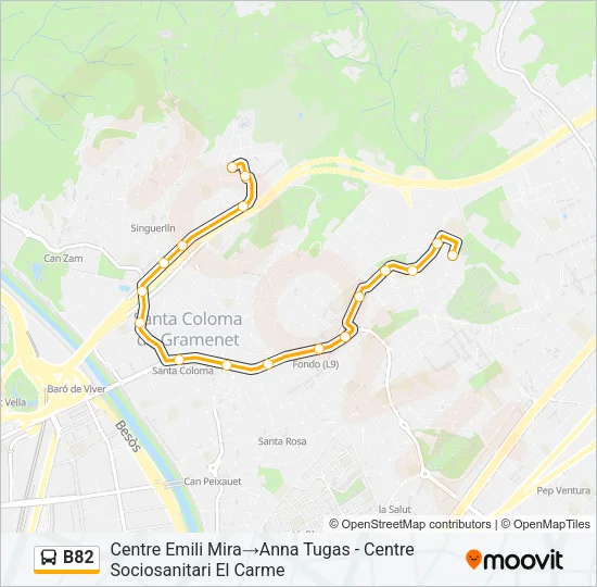 B82 Bus Line Map
