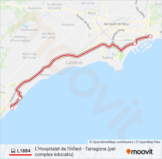 Mapa de L1884 de autobús