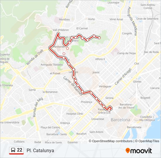 22 bus Mapa de línia