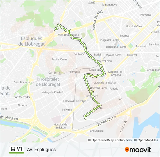 V1 Bus Line Map