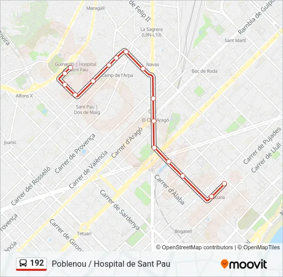 192 Bus Line Map