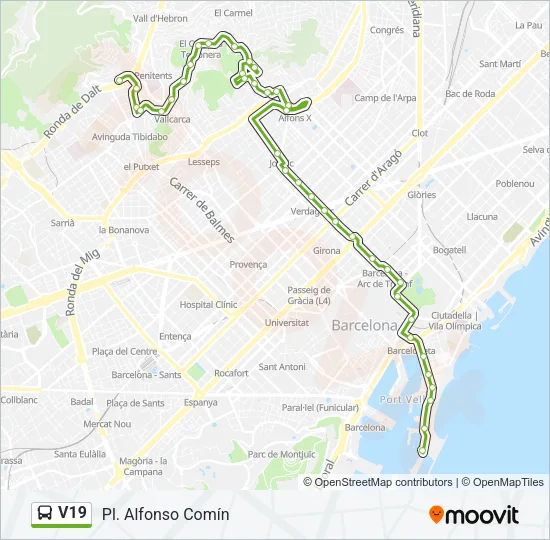 V19 Bus Line Map
