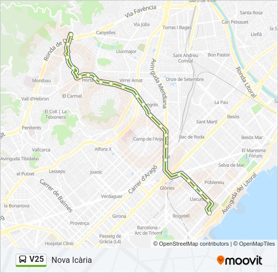 Mapa de V25 de autobús