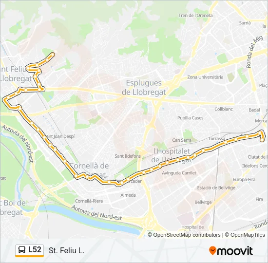L52 Bus Line Map