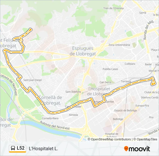 L52 Bus Line Map