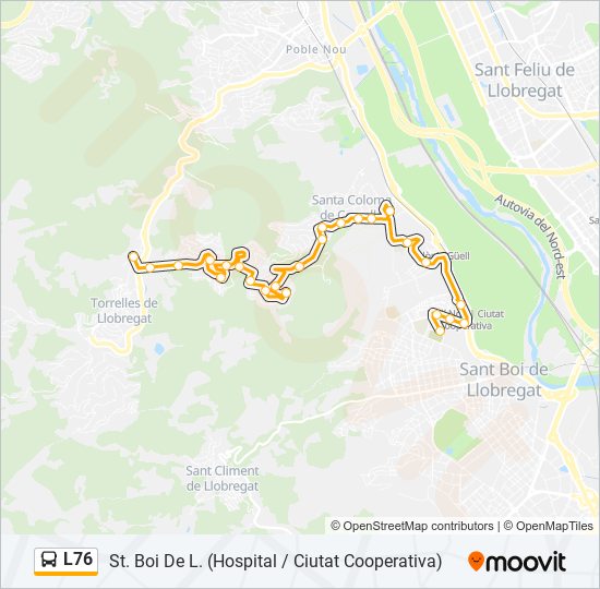 L76 bus Mapa de línia