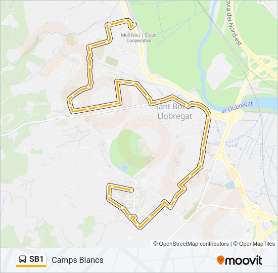 Mapa de SB1 de autobús