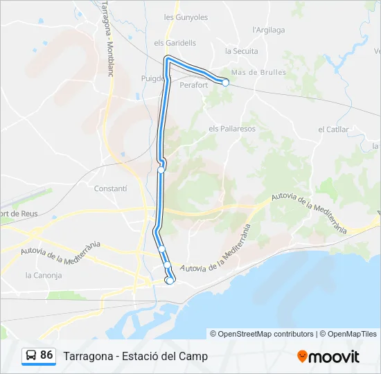 86 Bus Line Map