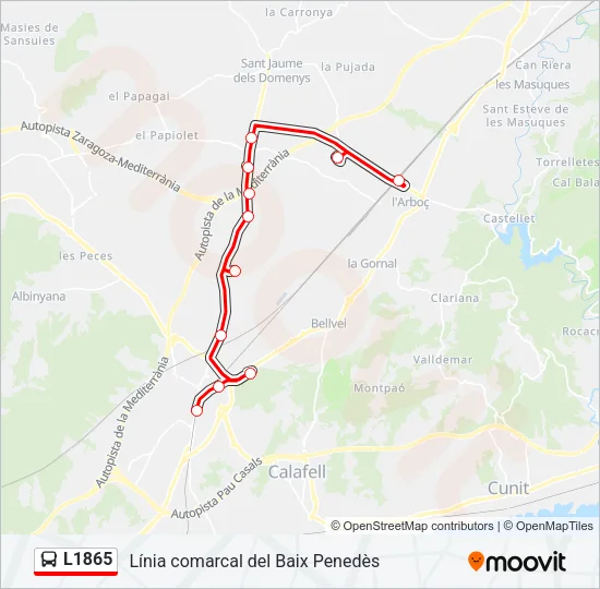 L1865 Bus Line Map