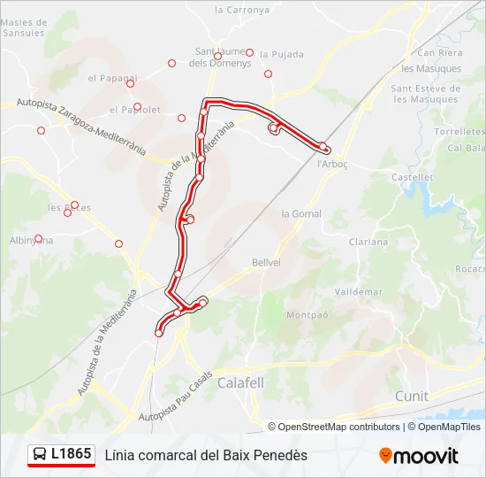 L1865 Bus Line Map