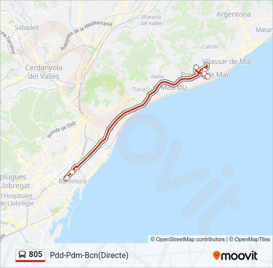 Mapa de 805 de autobús