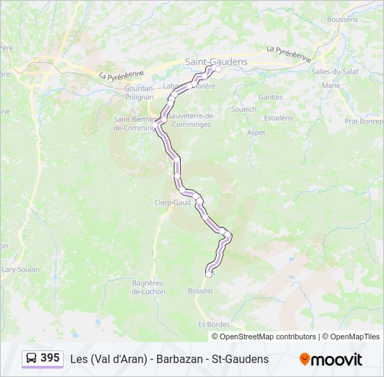 Mapa de 395 de autobús
