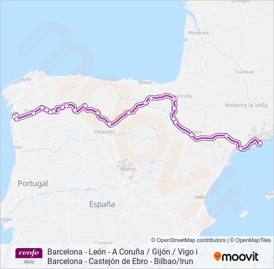 ALVIA train Line Map