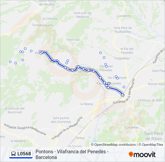 Mapa de L0568 de autobús