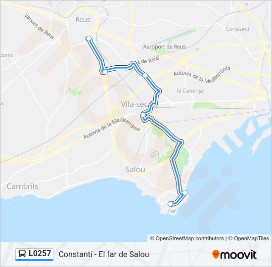 Mapa de L0257 de autobús