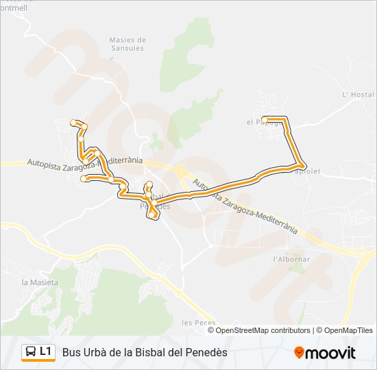 Mapa de L1 de autobús