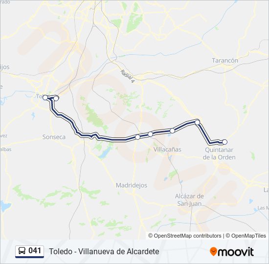 Mapa de 041 de autobús