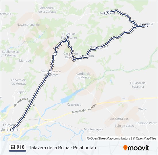 Mapa de 918 de autobús