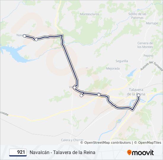 921 bus Line Map