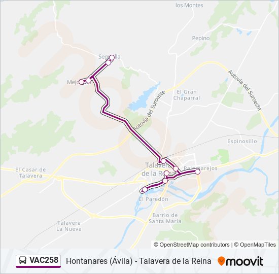 VAC258 bus Mapa de línia