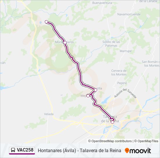 Mapa de VAC258 de autobús