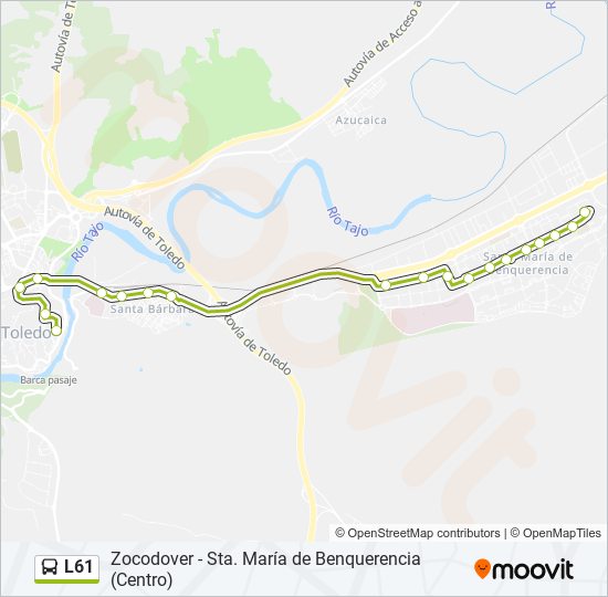 Mapa de L61 de autobús