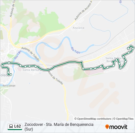 Mapa de L62 de autobús