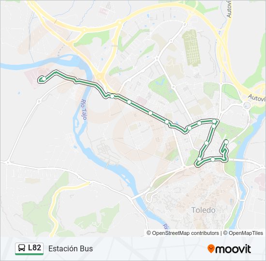 Mapa de L82 de autobús