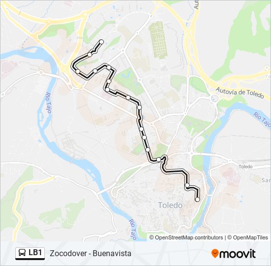 Mapa de LB1 de autobús