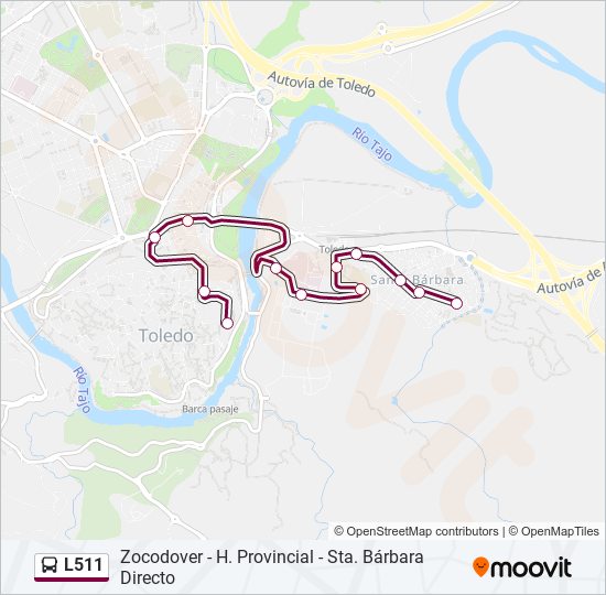 Mapa de L511 de autobús