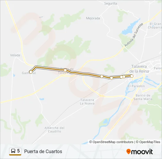 5 Bus Line Map