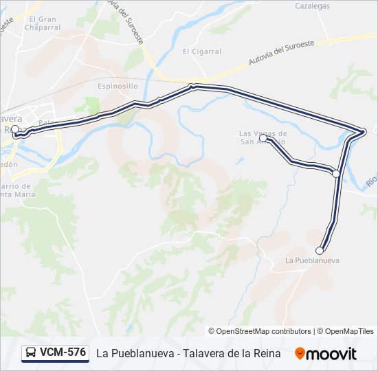 Mapa de VCM-576 de autobús