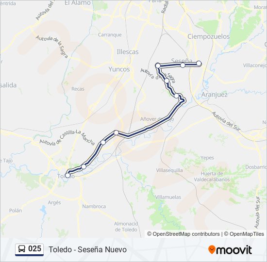 Mapa de 025 de autobús