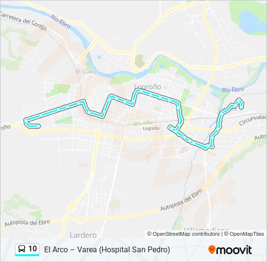 Mapa de 10 de autobús