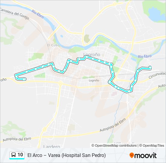 10 bus Mapa de línia