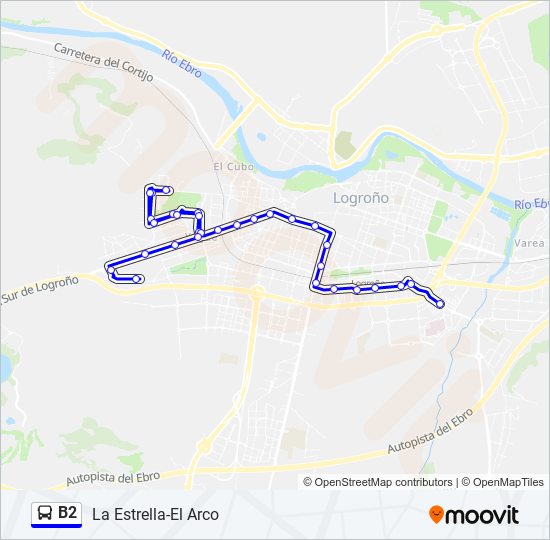 Mapa de B2 de autobús