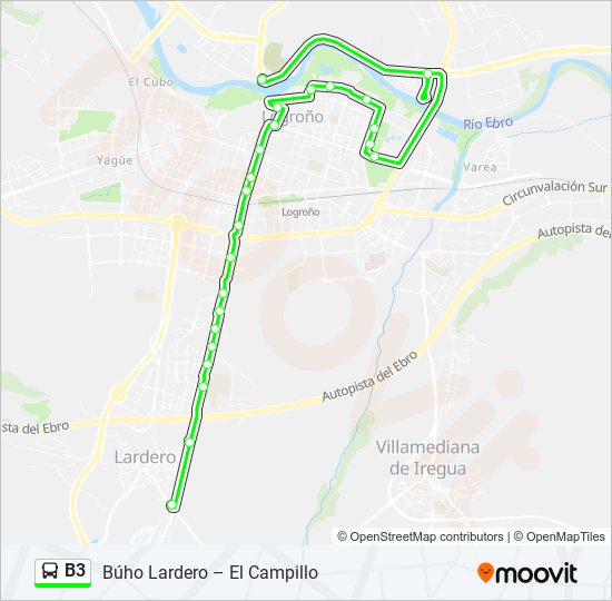 B3 bus Mapa de línia