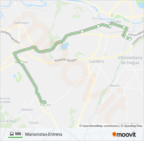 M6 bus Line Map