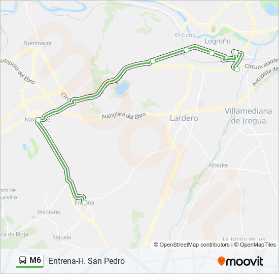 Mapa de M6 de autobús