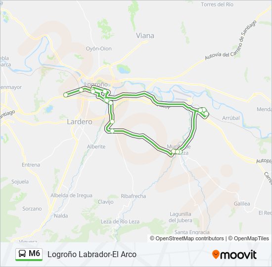 Mapa de M6 de autobús