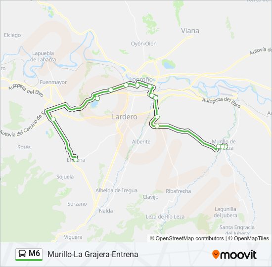 M6 bus Line Map