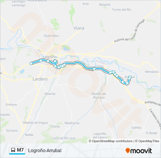 Mapa de M7 de autobús