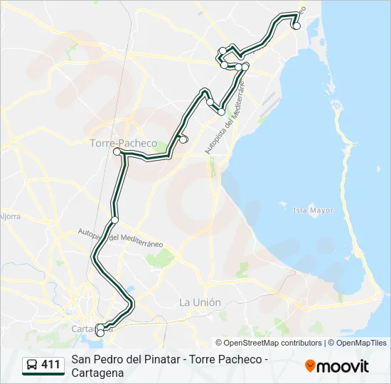 411 Bus Line Map