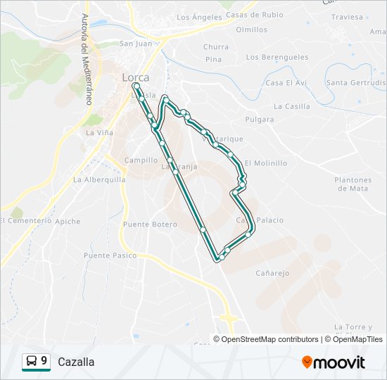 Mapa de 9 de autobús