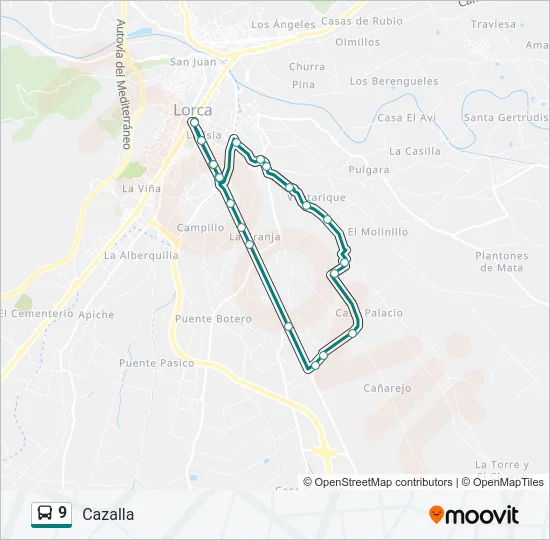 9 Bus Line Map