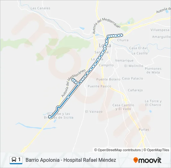 1 Bus Line Map