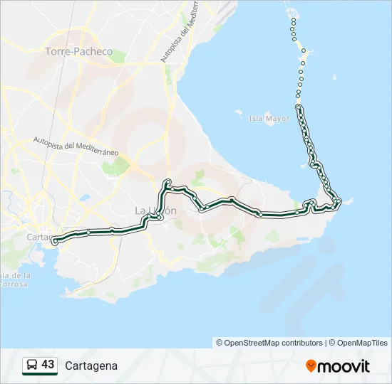43 Bus Line Map