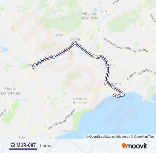 Mapa de MUR-087 de autobús