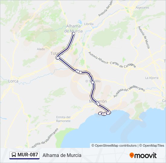 Mapa de MUR-087 de autobús