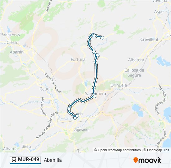 Mapa de MUR-049 de autobús